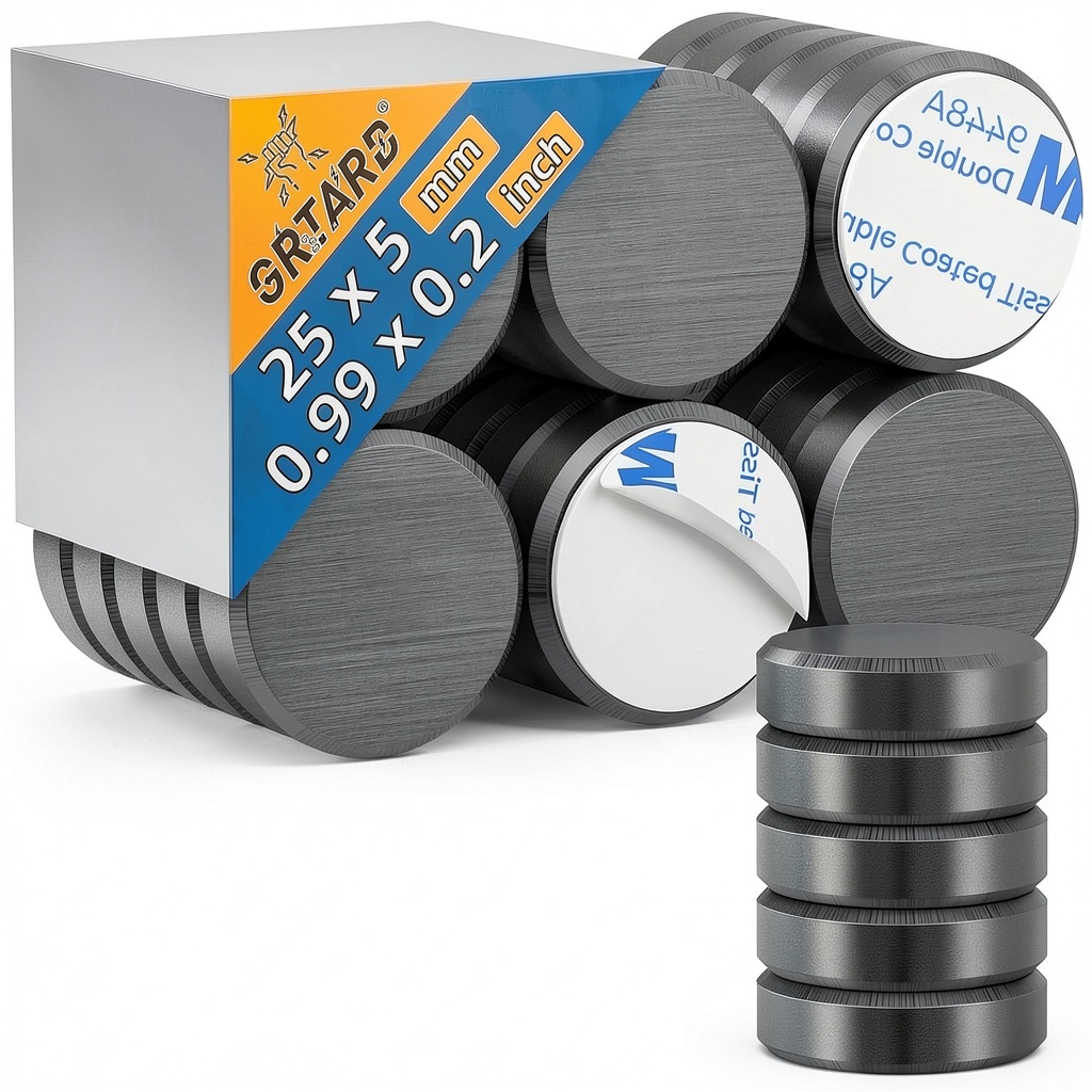 Grtard ceramic magnets with beveled edges and double-sided adhesive